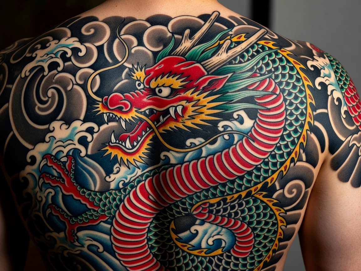 Japanese Traditional Tattoo Dragon Motif