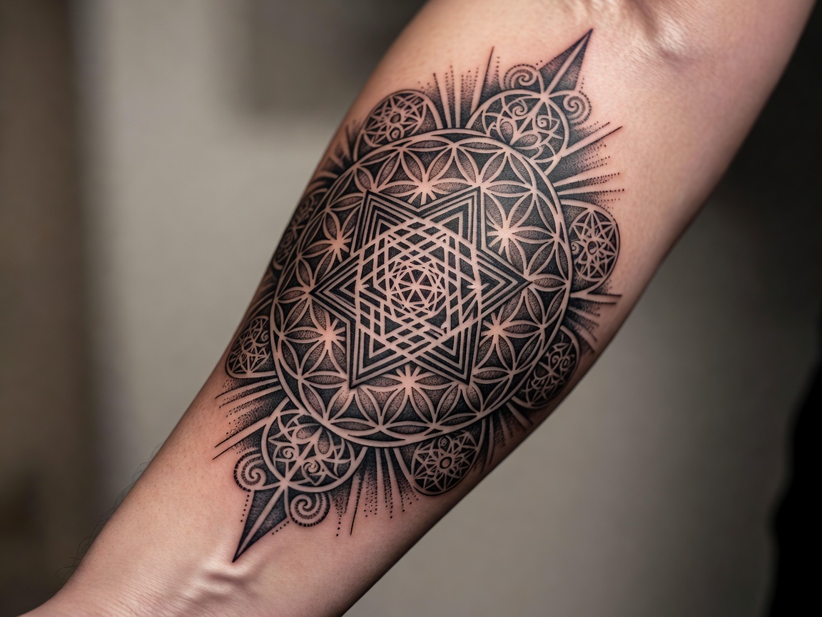 Sacred Geometry Tattoo Pattern on Arm
